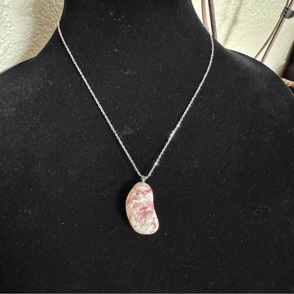Crystal Natural Pendant Necklace Stainless Steel Chain Boho Artisan Jewelry